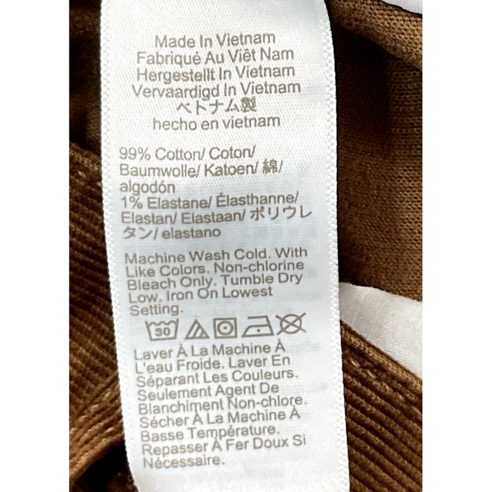 J Crew Flex Pants 33x29 Brown Chino Flat Front Corduroy Straight Leg Slim - Picture 5 of 9